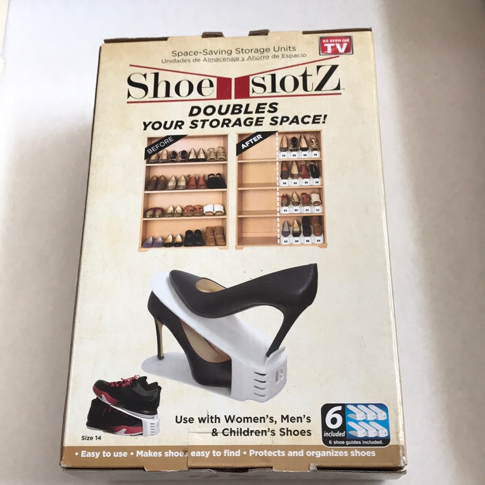 Set of 6 Shoe Slotz AS SEEN ON TV Organizes Closet